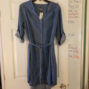 Cotton Chambray Shirt Dress